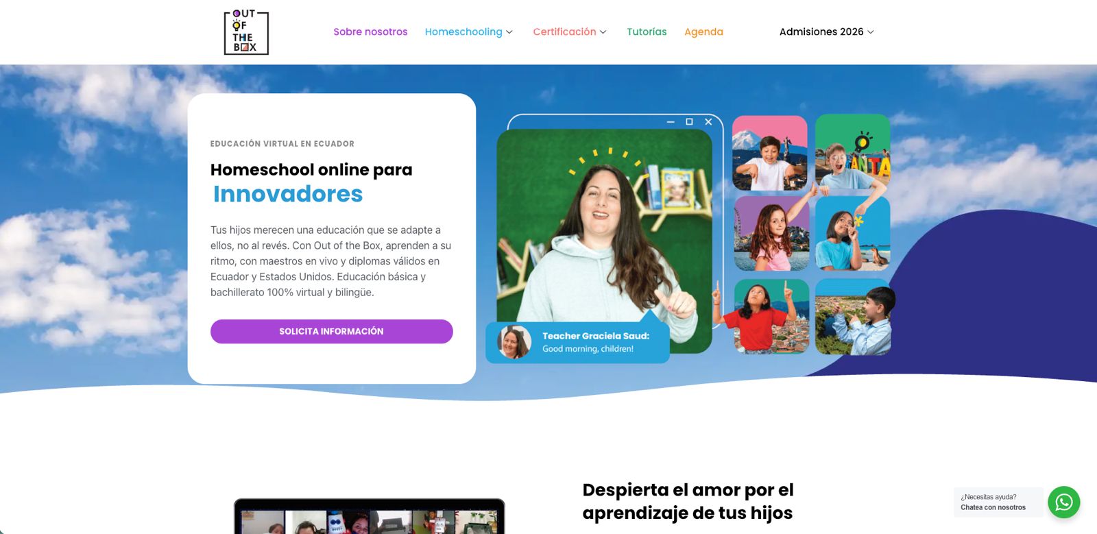 Vista previa del sitio web de Out of the Box Homeschool